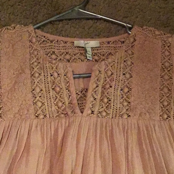 JOIE LS Peasant Style TOP 3/4 Sleeves Embroidered YOKE PEACH COTTON FLIRTY - Picture 2 of 3